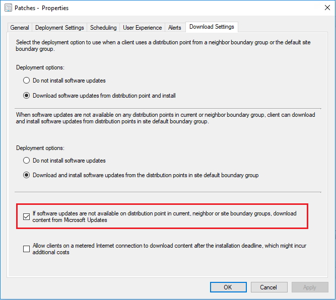 f you are only concerned with software updates, you can be sure to just enable access to Microsoft Update on your software deployments